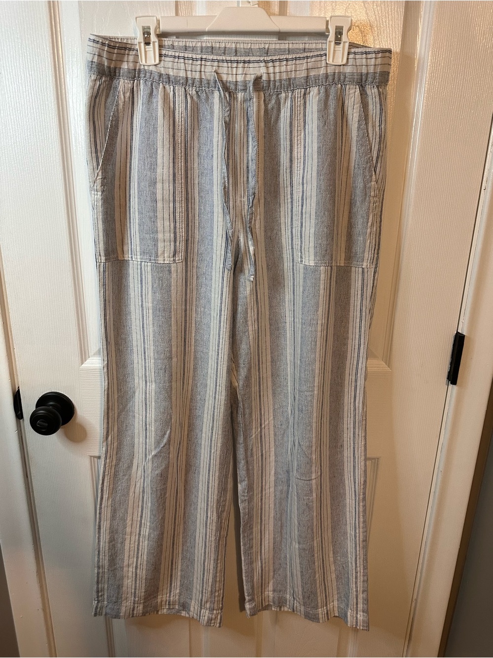 GAP Women’s Lightweight Striped Drawstring Pants - Blue & White